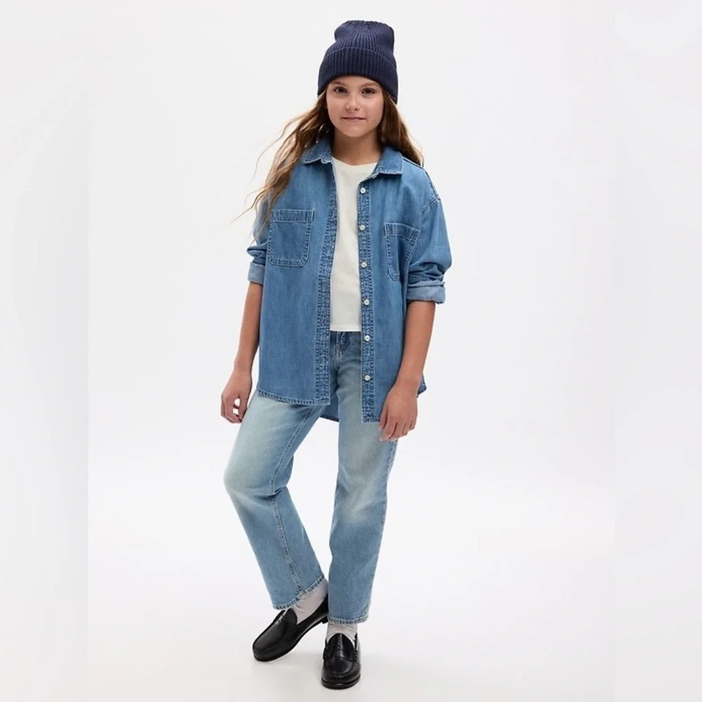 Gap Kids Girls’ High Rise '90s Light Wash Loose Jeans—5
